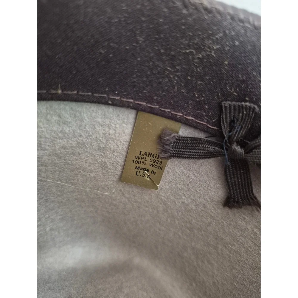 John Blair Mens 100% Wool Felt Fedora Hat Leather Band Feather Made in USA Large